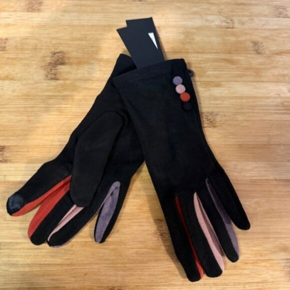 Retro Faux Suede gloves with multi color blocking - NWT - Picture 10 of 16